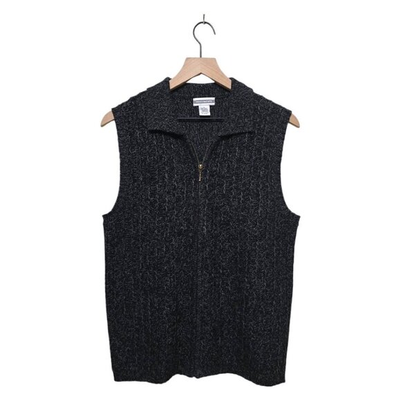 Investments Ramie Blend Marled Knit Zip Front Sweater Vest Sz M - Picture 1 of 6
